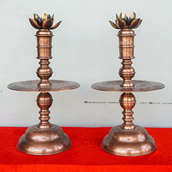 Bộ Ngũ Sự Hoa Sòi Đồng Đỏ Cao 67cm Đúc Thủ Công