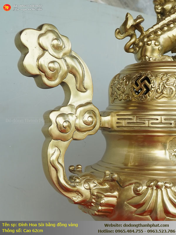 Đỉnh Đồng Cát Tút Hoa Sòi cao 62cm