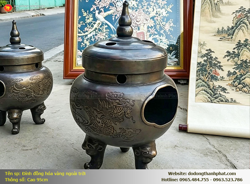 Đỉnh Đồng Hóa Vàng Mã Ngoài Trời