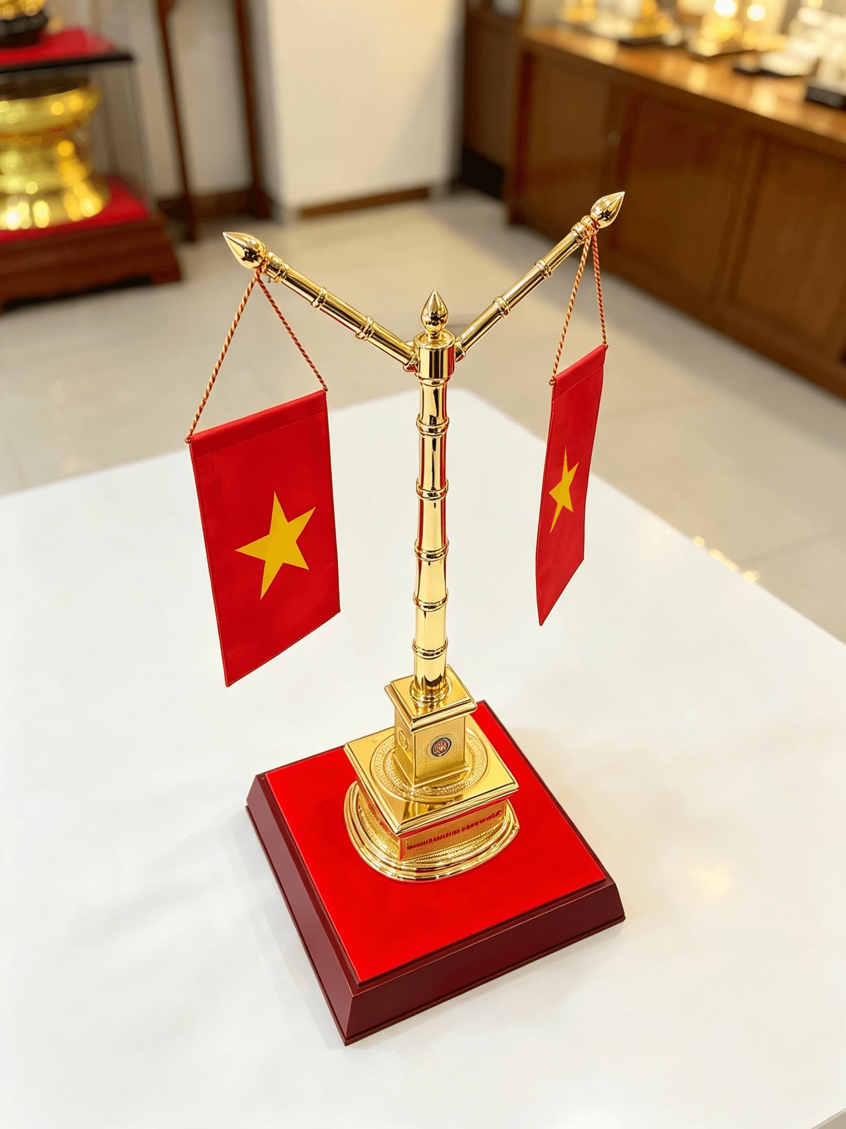 Quà tặng cột cờ bằng đồng chế tác thủ công