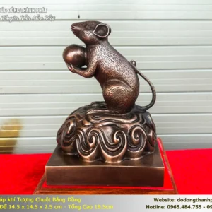 Pháp khí Tượng Chuột bằng đồng đỏ nguyên chất. Biểu tượng thông minh, nhanh nhạy, thu hút tài lộc. Đúc thủ công Lộng Thượng, đặt đúng vị trí mang lại may mắn, phát đạt cho gia chủ.